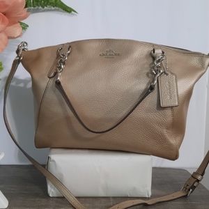 AUTHENTIC COACH KELSEY METALLIC GOOD LEATHER SATCHEL/ CROSSBODY EUC
